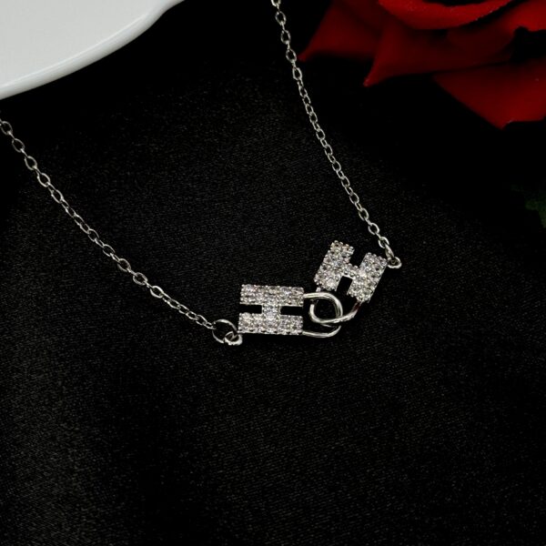 Stainless Steel H Letter Interlocked Pendent Chain Necklace, Product Code: D-5181