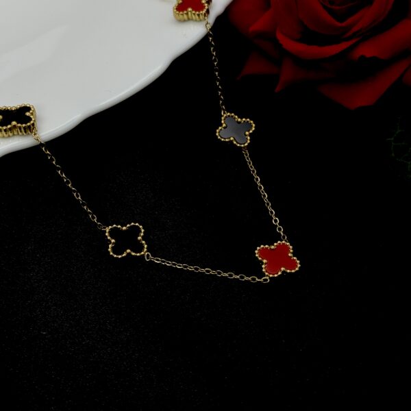 Stainless Steel Colourful Clover Link Necklace, Product Code: D-5184