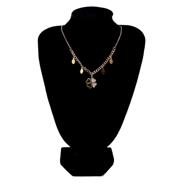 Stainless Steel Gold/Rosegold Plated Floral Charm Necklace, Product Code: D-5189 - Image 2