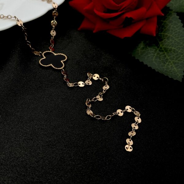 Stainless Steel Rosegold Plated Multi Disc Clover Necklace, Product Code: D-5190