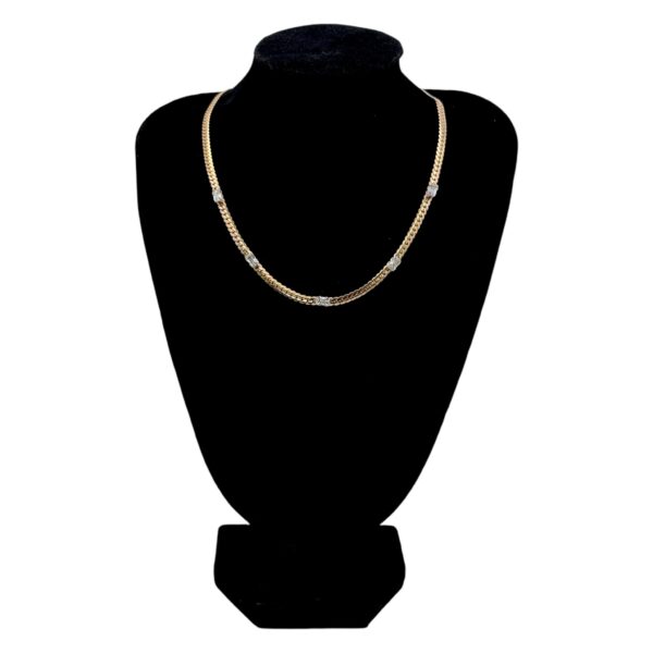 Stainless Steel Baguette Cubic Zirconia Chain Necklace, Product Code: D-5192 - Image 2