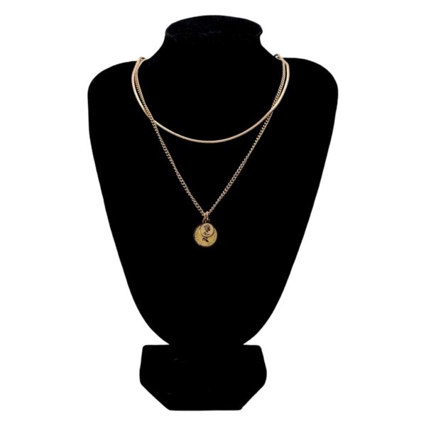 Stainless Steel Rosegold Plated Layered Coin Necklace, Product Code: D-5194 - Image 2