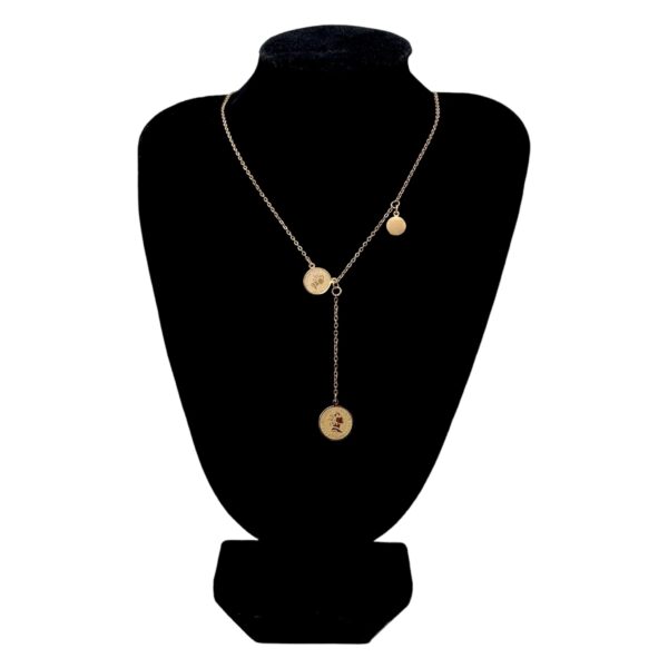 Stainless Steel Rosegold Plated Tri Coin Necklace, Product Code: D-5202 - Image 2