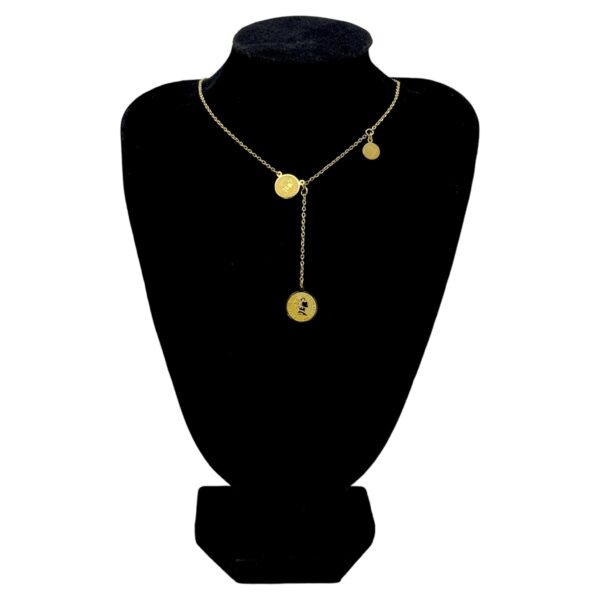 Stainless Steel Gold Plated Tri Coin Necklace, Product Code: D-5203 - Image 2