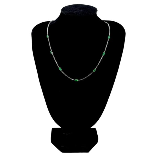 Stainless Steel Chain Link Green Emerald Necklace, Product Code: D-5205 - Image 2