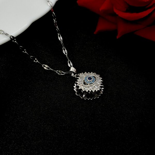 Stainless Steel Gold and Silver Evil Eye Pendent Chain Necklace, Product Code: D-5206