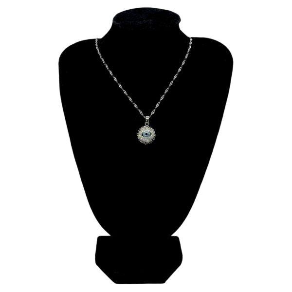 Stainless Steel Gold and Silver Evil Eye Pendent Chain Necklace, Product Code: D-5206 - Image 2