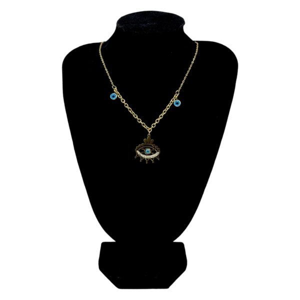 Stainless Steel Gold Plated Hanging Evil Eye Necklace, Product Code: D-5209 - Image 2