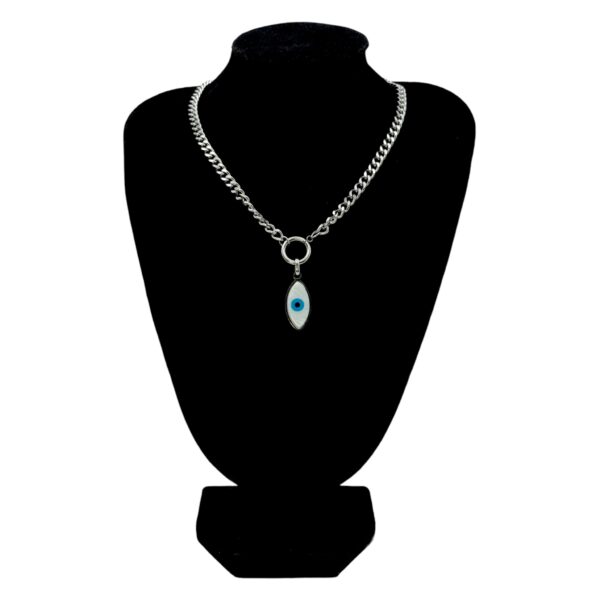 Stainless Steel Silver Plated Evil Eye Necklace, Product Code: D-5210 - Image 2