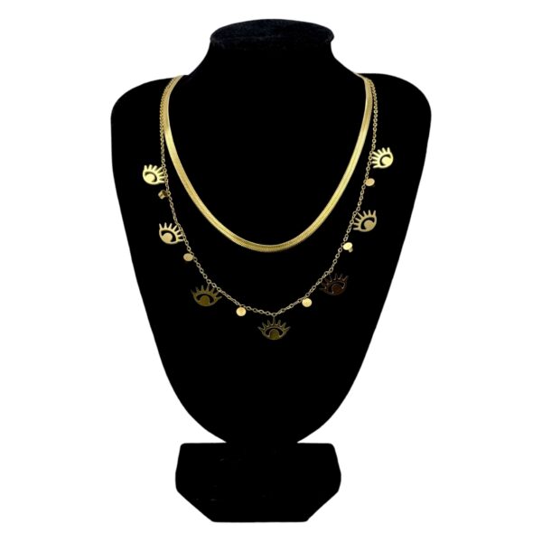 Stainless Steel Evil Eye Dual Layer Necklace, Product Code: D-5221 - Image 2