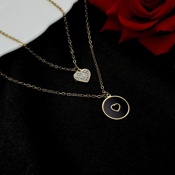 Stainless Steel Heart Pendent Layered Necklace, Product Code: D-5227