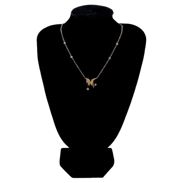 Stainless Steel Butterfly Cubic Zirconia Hanging Pendent Necklace, Product Code: D-5230 - Image 2