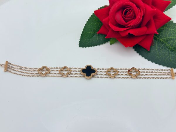 Stainless Steel Gold Plated Clover Design Bracelet, Product Code: D-5036