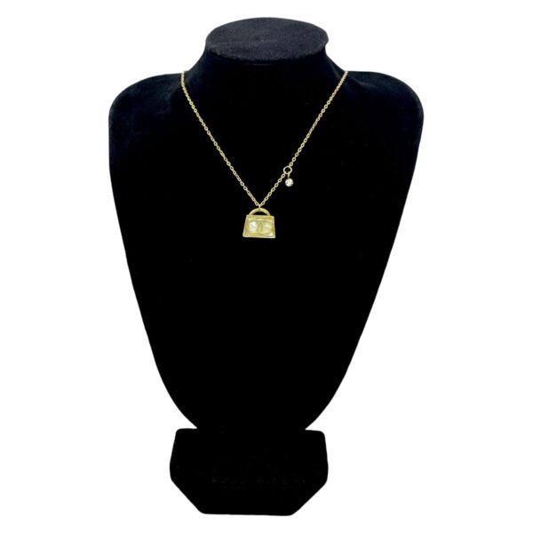 Stainless Steel Bag Shape Inside Moving Cubic zirconia Necklace, Product Code: D-5226 - Image 2