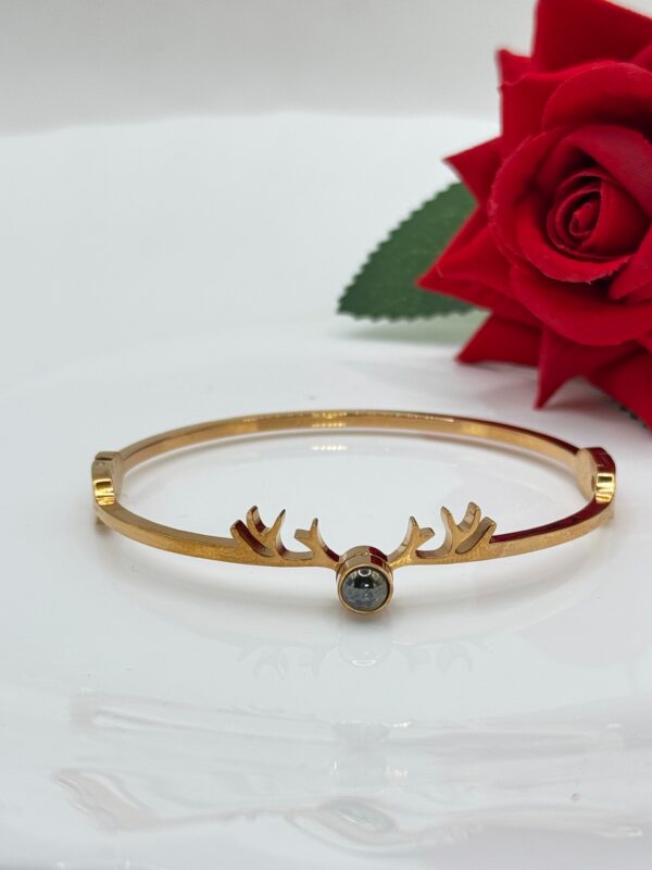 Stainless Steel Rosegold Plated Deer Antler Kada, Product Code: D-5056