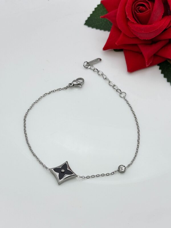 Stainless Steel Colourful Flower Bracelet- Black Color, Product Code: D-5007