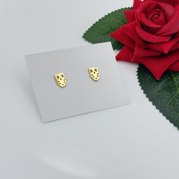 Stainless Steel Gold Plated Owl Stud Earring, Product Code: D-5078