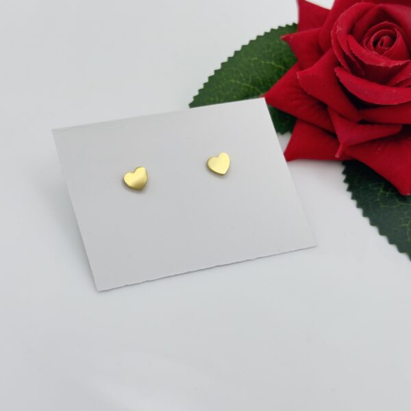 Stainless Steel Gold Plated Heart Shaped Stud Earring, Product Code: D-5079