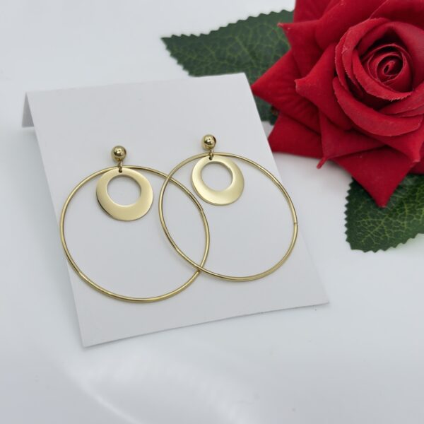 Stainless Steel Gold Plated Drop Earring, Product Code: D-5093