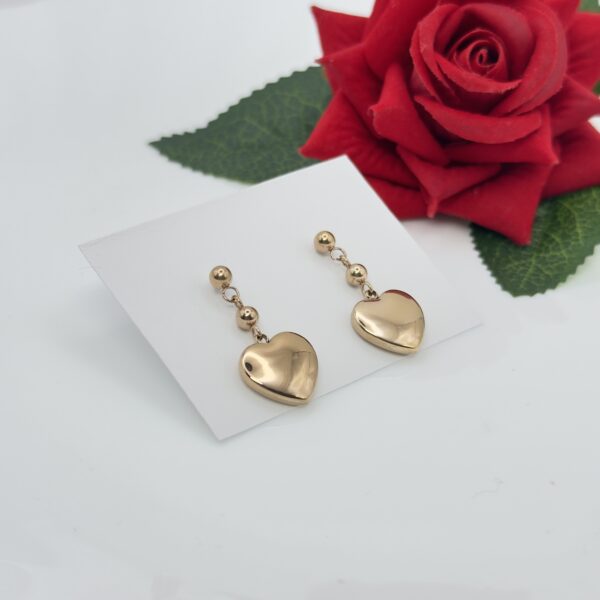 Stainless Steel Rosegold Plated Heart Shaped Drop Earring, Product Code: D-5094