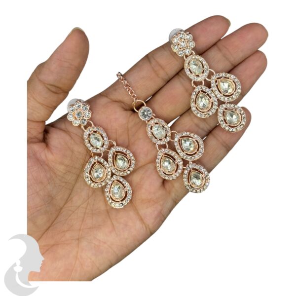 Zs Stone Necklace- Plain Stone- Hangings Earrings- With Maati, Product Code: V-2386 - Image 3