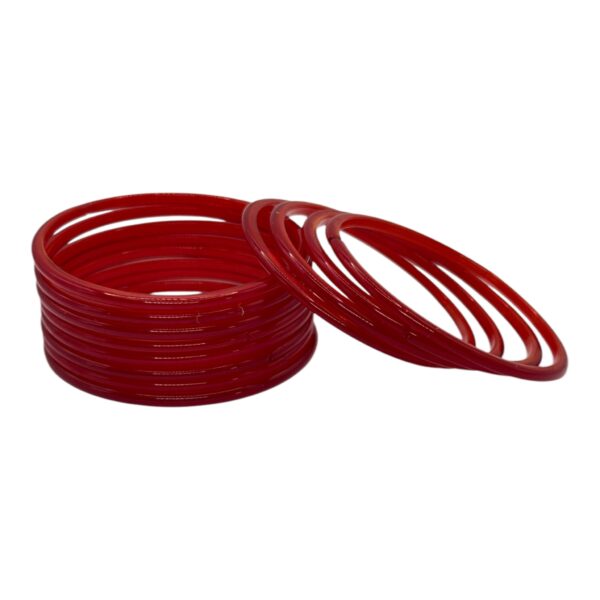 Plain Glass Bangles- Red Color- 12 Bangles Set, Product Code: V-2597