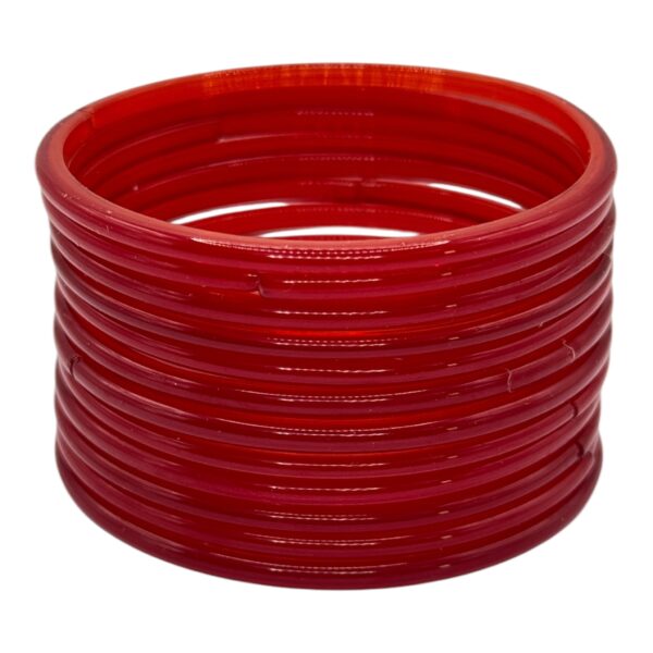 Plain Glass Bangles- Red Color- 12 Bangles Set, Product Code: V-2597 - Image 2