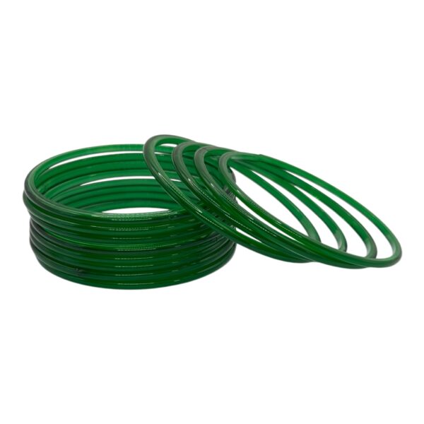 Plain Glass Bangles- Dark Green Color- 12 Bangles Set, Product Code: V-2600