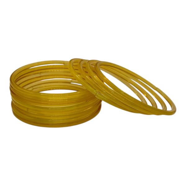 Plain Glass Bangles- Light Yellow Color- 12 Bangles Set, Product Code: V-2602