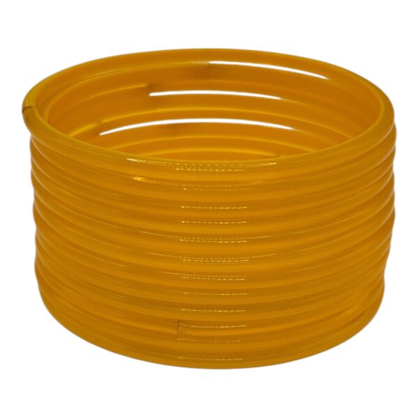 Plain Glass Bangles- Dark Yellow Color- 12 Bangles Set, Product Code: V-2603 - Image 2