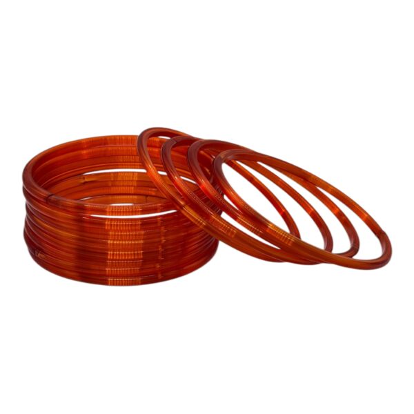 Plain Glass Bangles- Orange Color- 12 Bangles Set, Product Code: V-2607