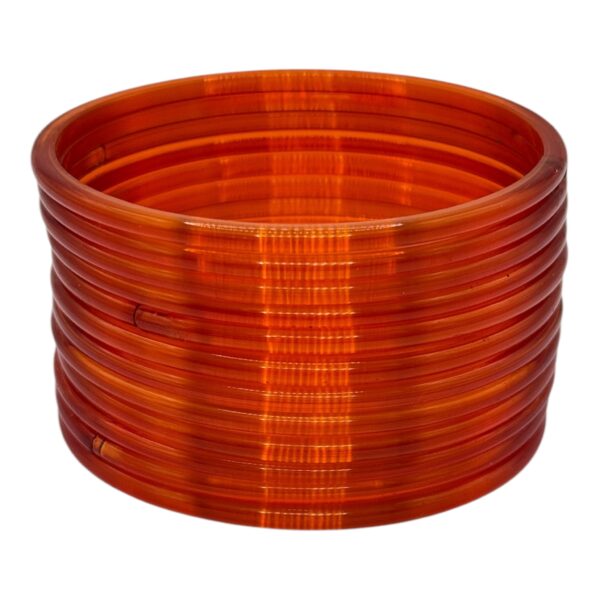 Plain Glass Bangles- Orange Color- 12 Bangles Set, Product Code: V-2607 - Image 2