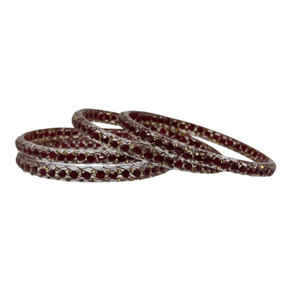 Glass Bangles- Maroon Color- 4 Bangles Set, Product Code: V-2612