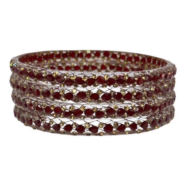 Glass Bangles- Maroon Color- 4 Bangles Set, Product Code: V-2612 - Image 2