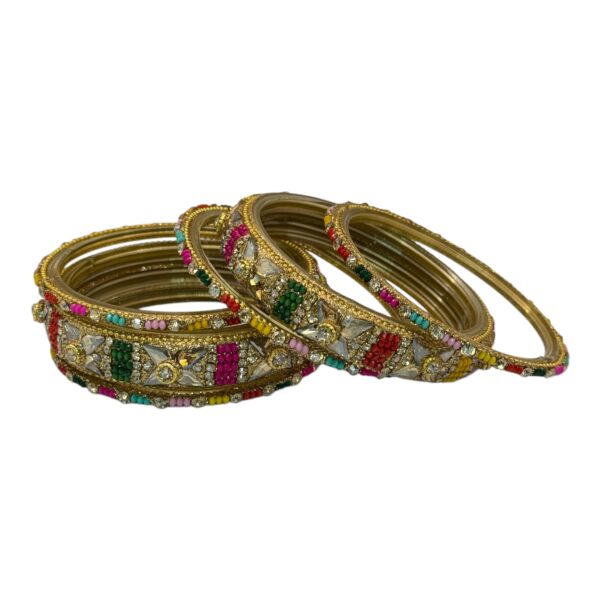 Preimum Glass Bangles- Multi Color- 6 Bangles Set, Product Code: V-2617