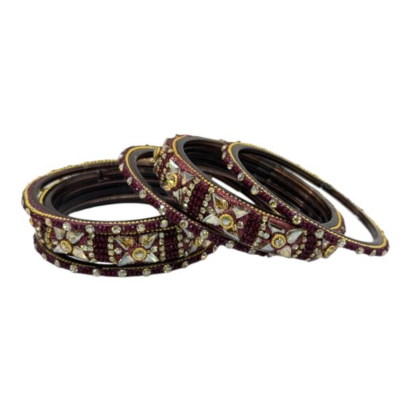 Preimum Glass Bangles- Maroon Color- 6 Bangles Set, Product Code: V-2618