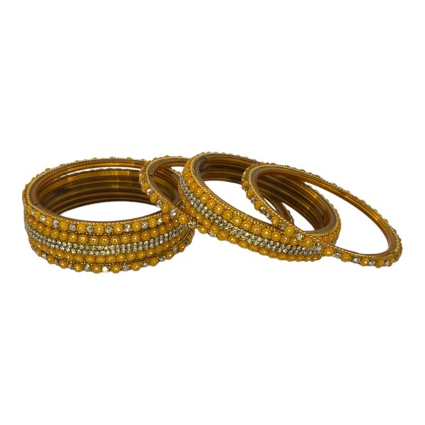 Preimum Glass Bangles- Yellow Color- 6 Bangles Set, Product Code: V-2622