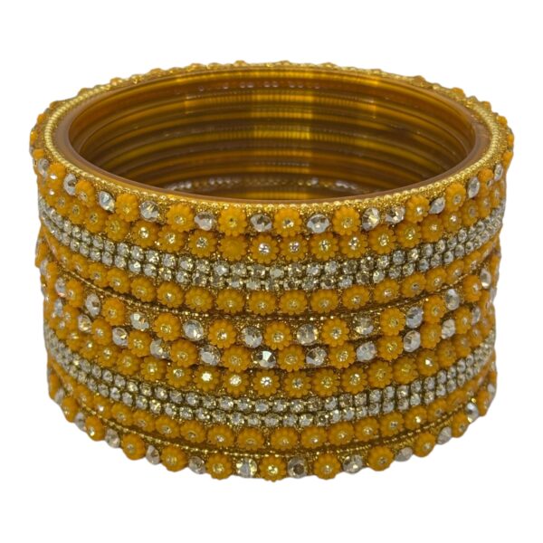 Preimum Glass Bangles- Yellow Color- 6 Bangles Set, Product Code: V-2622 - Image 2