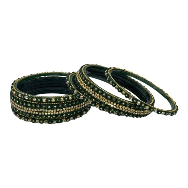 Preimum Glass Bangles- Dark Green Color- 6 Bangles Set, Product Code: V-2624