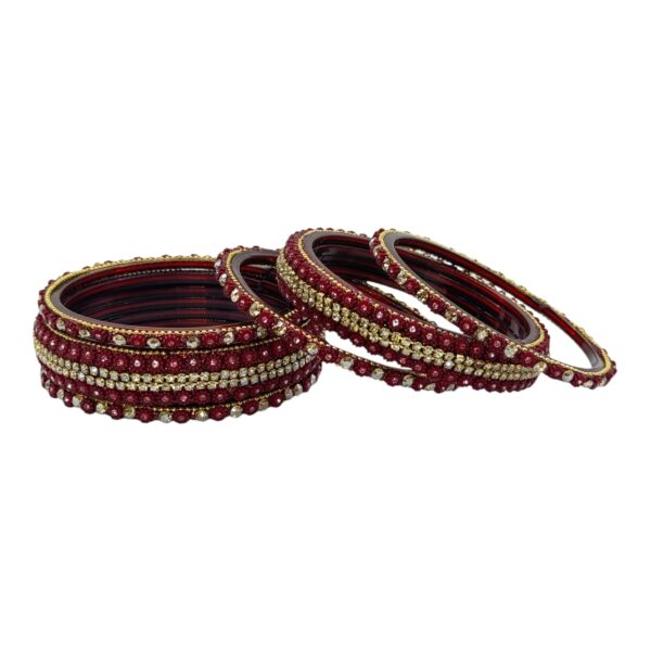 Preimum Glass Bangles- Maroon Color- 6 Bangles Set, Product Code: V-2625