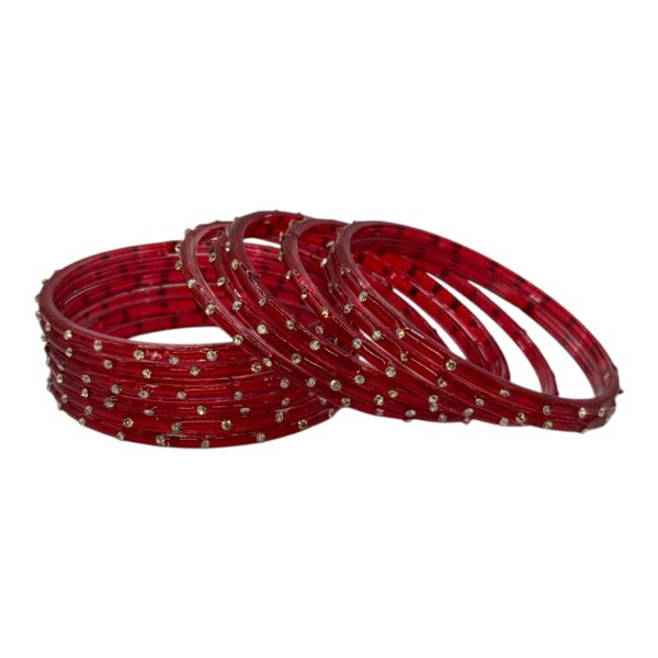 Glass Bangles- Red Color- 12 Bangles Set, Product Code: V-2627