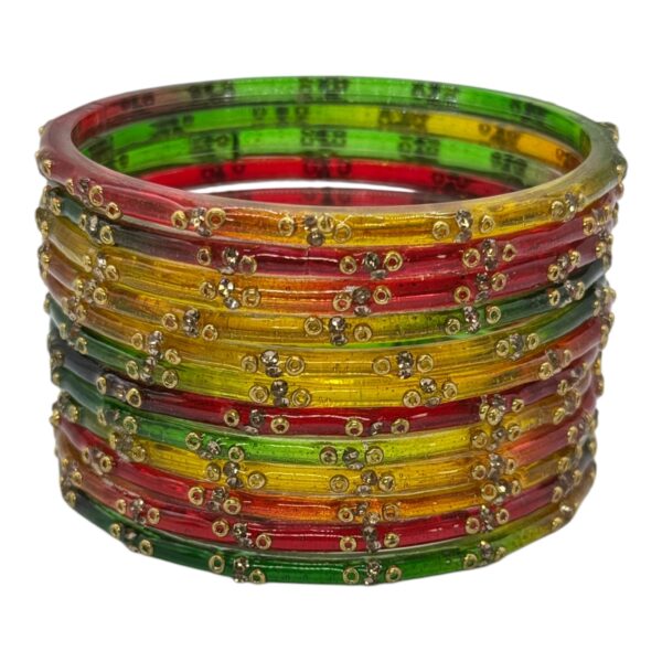 Glass Bangles- Multi Color- 12 Bangles Set, Product Code: V-2640 - Image 2