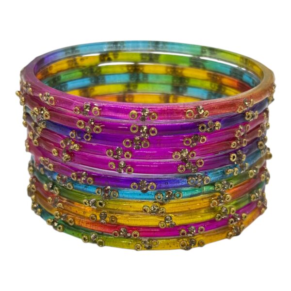 Glass Bangles- Multi Color- 12 Bangles Set, Product Code: V-2641 - Image 2