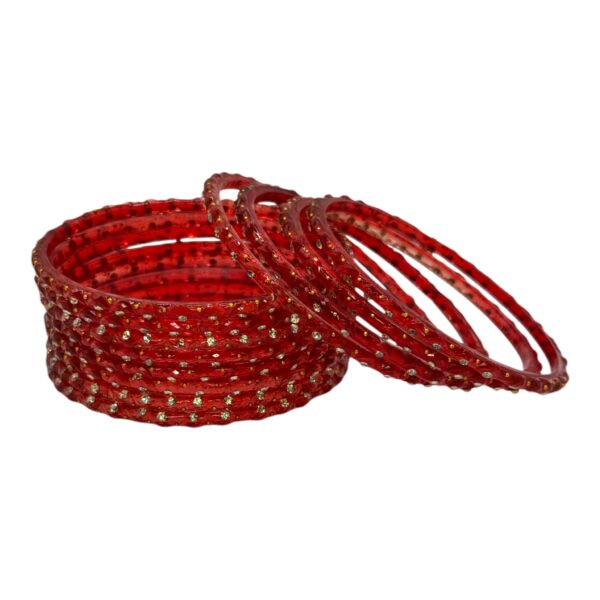 Glass Bangles- Dark Orange Color- 12 Bangles Set, Product Code: V-2648