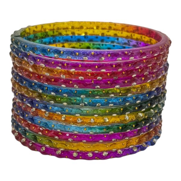 Glass Bangles- Multi Color- 12 Bangles Set, Product Code: V-2649 - Image 2