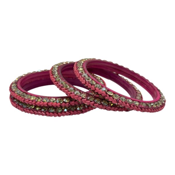 Glass Bangles- Pink Color- 4 Bangles Set, Product Code: V-2652