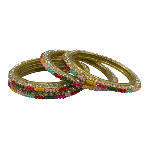 Glass Bangles- Multi Color- 4 Bangles Set, Product Code: V-2653