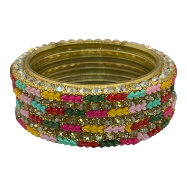 Glass Bangles- Multi Color- 4 Bangles Set, Product Code: V-2653 - Image 2