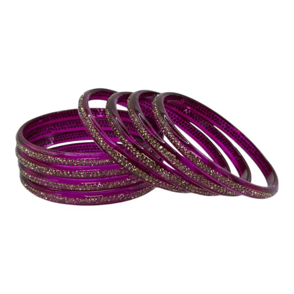 Premium Glass Bangles-  Purple Color- 8 Bangles Set, Product Code: V-2658