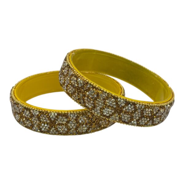 Glass Bangles- Yellow Color- 2 Bangles Set, Product Code: V-2660